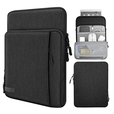 Afbeelding van MoKo Draagtas met tablethoes van 9 11 inch en opbergvakken voor iPad Air 5 10,9&quot; 2022, Pro M2 2022 2018, 10th 10.9, 9/8/7th 10.2, 4 Tab S8 11&quot;, zwart grijs