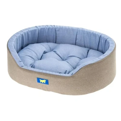 Afbeelding van Ferplast Hondenbed Dandy uitneembaar, wasbaar kussen, katoenen hoes met zachte vulling, ook ideaal als kattenbed, 65 x 46 h 17 cm, lichtblauw