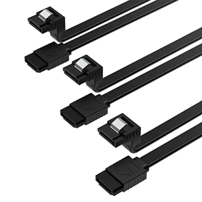 Afbeelding van SABRENT SATA kabel 6 Gbps, 3 kabel, (3 pack), hdd ssd datakabel, L vorm 7 pins III met vergrendelingsknop voor harde schijven HDD/SSD, I &amp; II, 50 cm, zwart (CB SRK3)