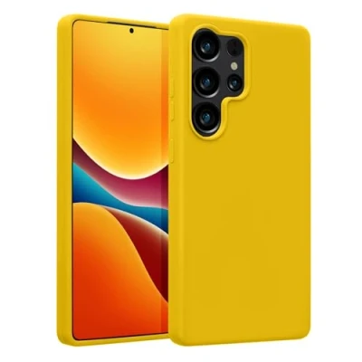 Afbeelding van kwmobile telefoonhoesje geschikt voor Samsung Galaxy S25 Ultra Hoesje met siliconen coating Smartphone case in stralend geel