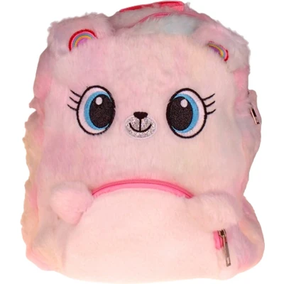 Afbeelding van Rugzak Pluche Rainbow Bear Fluffy Unicorn Wit &amp; Multicolor 30x25cm