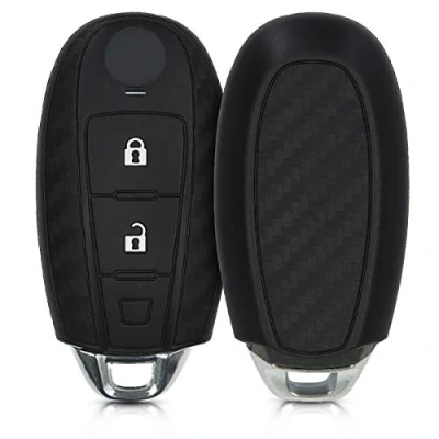 Afbeelding van kwmobile Autosleutel hoesje geschikt voor Suzuki Sport 2 knops Keyless Go behuizing in zwart Carbon design