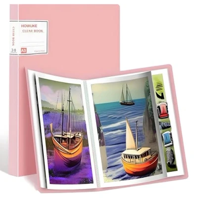 Afbeelding van Diamond Painting Fotoalbum, map, zichtboek in A2 voor het bewaren, diamantschilderij, foto&#039;s, 30 transparante vakken 60 x 42 cm of kleiner