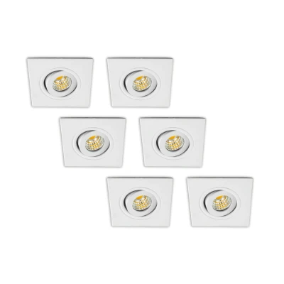 Afbeelding van Inbouwspot LED 3W, Wit, Vierkant, Kantelbaar, Dimbaar, 6 Pack