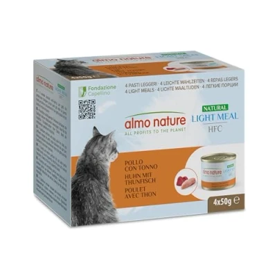 Afbeelding van 4x50g Kip &amp; Tonijn HFC Natural Light Almo Nature Kattenvoer