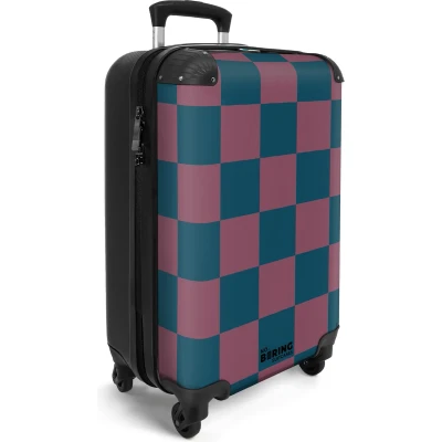 Afbeelding van NoBoringSuitcases.com® Handbagage koffer lichtgewicht Reiskoffer trolley Kleurrijke schaakbord print Rolkoffer met wieltjes Past binnen 55x40x20 en 55x35x25