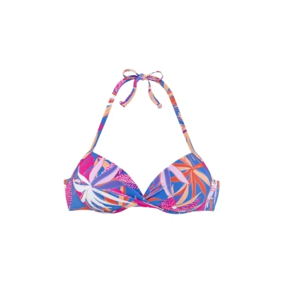 Afbeelding van Buffalo Bikinitop, Dames, Maat: 42xB, Blau pink bedruckt
