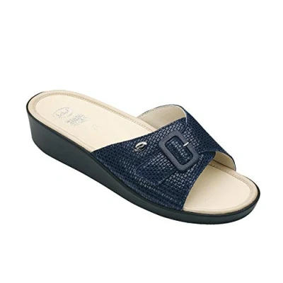 Afbeelding van Scholl Maat 37 Navy Blauw Memory Kussen Mango Dames Sandalen
