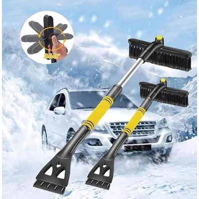 Afbeelding van Snow Brush Scraper IJskrabber, 3 in 1, afneembaar, telescopische ijskrabber met schuimrubberen handvat en sneeuwborstel, geschikt voor auto, SUV vrachtwagen, geel