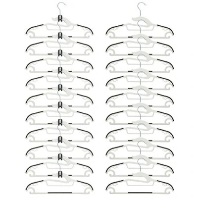 Afbeelding van 20 Antislip kleerhanger 10 Haak organizer Gerubberde ruimtebesparende hanger Wit