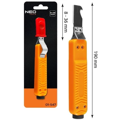 Afbeelding van NEO TOOLS Kabelmes (striptang met haakmes 180 mm lang werkbereik Ø 8 28 mm) stripper 18 cm, stripper, striptang, striptool, striptool