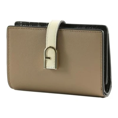 Afbeelding van Furla FLOW Compact Wallet Portemonnee, Dames, Maat: One Size, Greige/marshmallow/nero