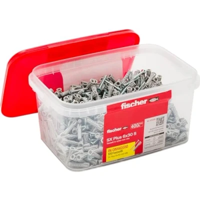 Afbeelding van Fischer Propack SX Plus 6 S container 400 pluggen 6x30 met schroef, in totaal 800 stuks