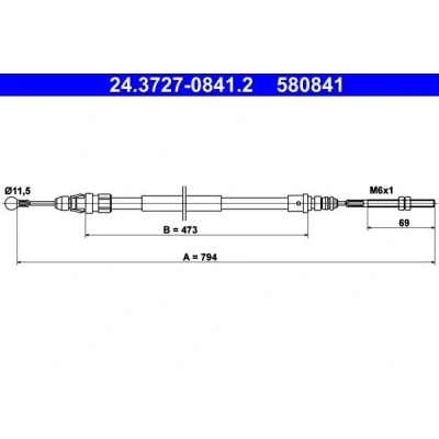 Afbeelding van Ate Handremkabel 24.3727 0841.2
