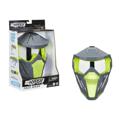 Afbeelding van NERF Hyper Face Mask Breathable Design, Adjustable Head Strap, Green Team Color Gear Up Battles for Teens, Adults