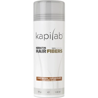 Afbeelding van Kapilab Hair Fibers Lichtbruin Keratine haarvezels verbergen haaruitval Direct voller haar 100% natuurlijk 29 gram