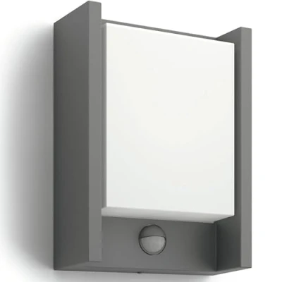 Afbeelding van Philips Arbour buitenwandlamp warmwit licht met sensor breed