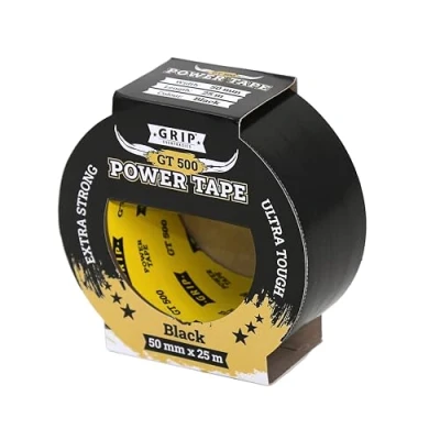 Afbeelding van GRIP Eventbasics Pantsertape GT 500, extreem sterk klevende Powertape, 50 mm x 25 m, zwart, waterdichte reparatietape voor binnen en buiten, universele tape reparatie afdichting
