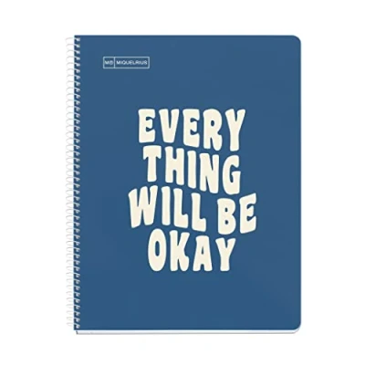 Afbeelding van Miquelrius Notebook berichten, 1 gekleurde strip, A4, 80 vellen horizontaal gelinieerd, 7 mm, papier 90 g, 4 boren, hard karton, marineblauw