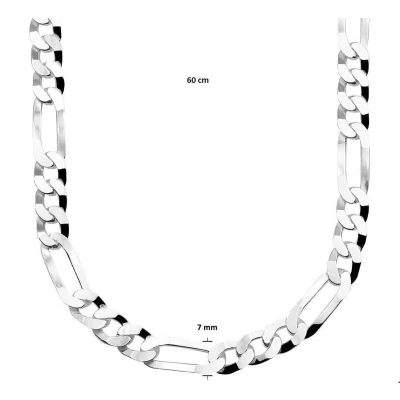 Afbeelding van Zilveren Ketting Figaro 7 mm x 60 cm lang