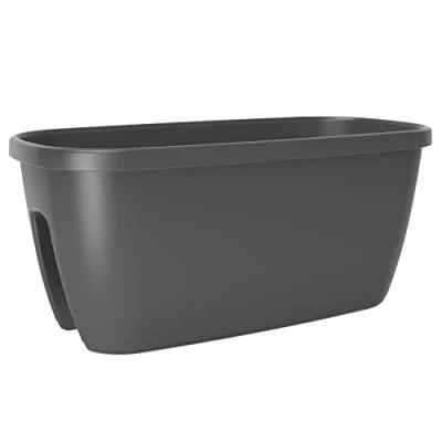 Afbeelding van POETIC/EMSA plantenbak voor buiten, balkonleuningen, met waterreservoir, kleur graniet, diameter 59,8 x 29,6 26,2 cm (h b), 21 liter