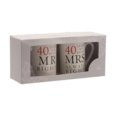 Afbeelding van Paar Boxed 40 jaar Mr Right &amp; Mrs Always Mokken WG67740