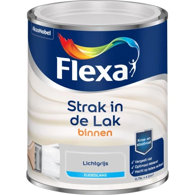 Afbeelding van flexa strak in de lak binnenlak zijdeglans lichtgrijs 0.75 ltr