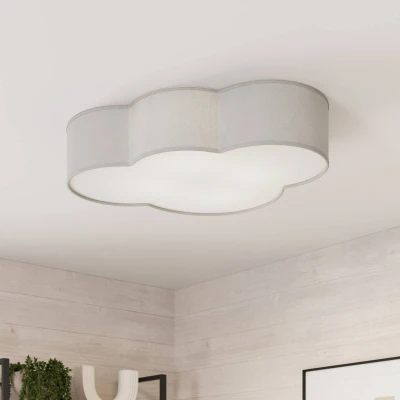 Afbeelding van TK Lighting Plafondlamp Cloud van textiel, lengte 62 cm, grijs