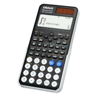 Afbeelding van OSALO Wetenschappelijke rekenmachine, 417 functie, 10 + 2 cijfers, geschreven display, zonne energie en batterij, beschermhoes voor school, zwart (OS 991ES Plus 2nd Edition)