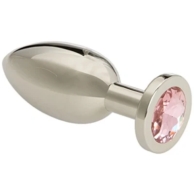 Afbeelding van Buttplug RVS met roze kristal large