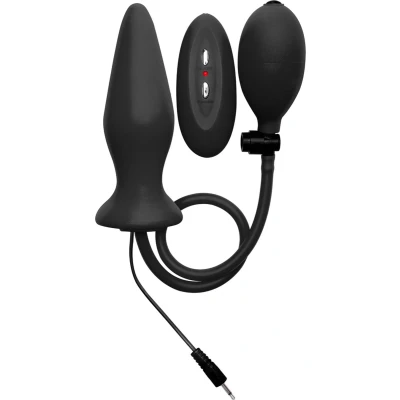 Afbeelding van Opblaasbare vibrerende siliconen buttplug zwart