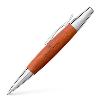 Afbeelding van Faber Castell balpen E motion perenhout chroom/bruin FC 148382