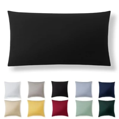 Afbeelding van Alreya kussensloop 40 x 80 cm zwart 100% jersey katoen voor kussen cm, hoofdkussenslopen, superzachte kussensloop, met ritssluiting
