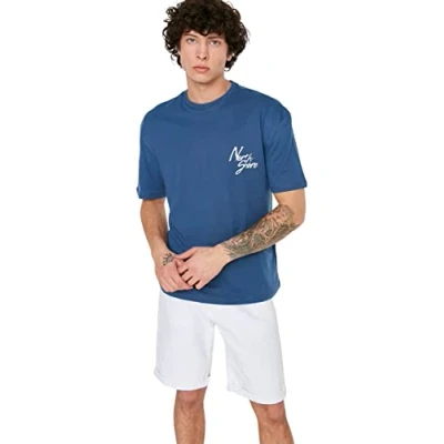 Afbeelding van Trendyol Bruin Oversized/Wijd Gesneden Korte Mouw Tekst Bedrukt 100% Katoenen T Shirt Tmnss20Ts1099