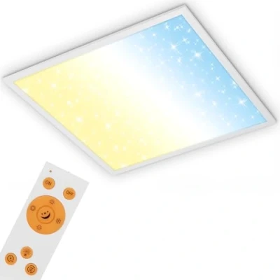 Afbeelding van BRILONER led plafondlamp, plat met sterrenhemel, instelbaar van warm wit tot koud wit, afstandsbediening, ledlamp, woonkamerlamp, ledpaneel, 59,6 x 6 cm,