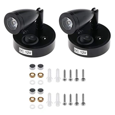 Afbeelding van Be In Your Mind Paar Van 12 V 3 W LED Interieur Spot Leeslamp Verstelbare Schakelaar Warm Licht Met Schroef Fitthings Voor Camper Caravan Boot