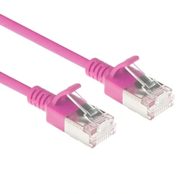Afbeelding van ACT DC7400 LSZH U/FTP CAT6A Datacenter Slimline Patchkabel Snagless RJ45 Connectoren Roze 50 cm