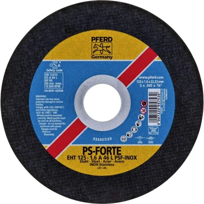 Afbeelding van PFERD EHT 125 1,6 PSF CLASSIC STEELOX 61715253 Doorslijpschijf recht mm 25 stuk(s) RVS, Staal