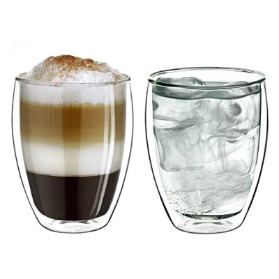 Afbeelding van Creano dubbelwandige glazen 250ml, set van 2, groot hittebestendig drinkglas borosilicaatglas, koffie/thee