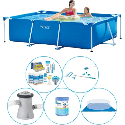 Afbeelding van Intex Frame Pool Rechthoekig 220x150x60 cm 6 delig Zwembad Met Accessoires