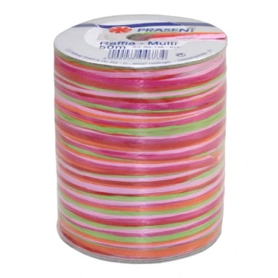 Afbeelding van Raffia Multi 50m roze groen ora