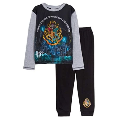 Afbeelding van Harry Potter Pyjama Ultimate Kids Volledige lengte Pjs Jongens Meisjes Unisex Zweinstein Lange Nachtkleding Set, Zwart, 7 8 jaar