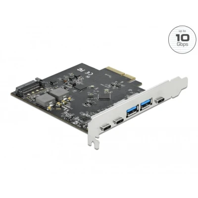 Afbeelding van Delock PCI Express x4 kaart naar 3 x USB Type C™ + 2 A