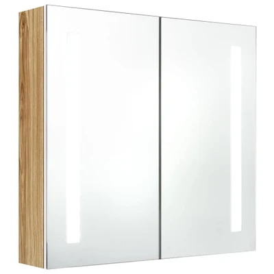 Afbeelding van vidaXL Badkamerkast met spiegel en LED 62x14x60 cm wit eikenkleurig