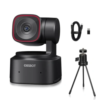 Afbeelding van OBSBOT Tiny 2 Lite met microfoon en statief, 4K webcam streaming AI tracking PTZ camera, gebarenbediening, spraakbediening, videocamera voor liveStream/pc/conferenties enz
