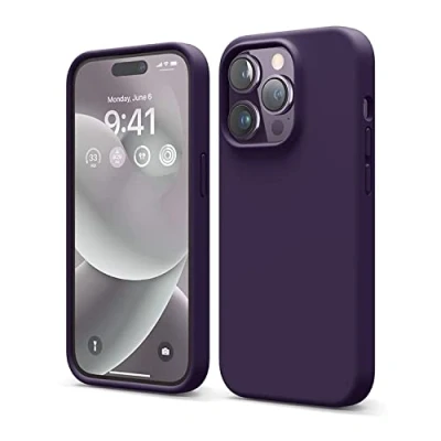 Afbeelding van elago Liquid Silicone Hoesje Compatibel met iPhone 14 Pro Case (6.1&quot;), Premiesilicone, Full Lichaamsbescherming 4 Layer Schokbestendige Geval, Antikras Zachte Microfiber Voering (Dieppaars)