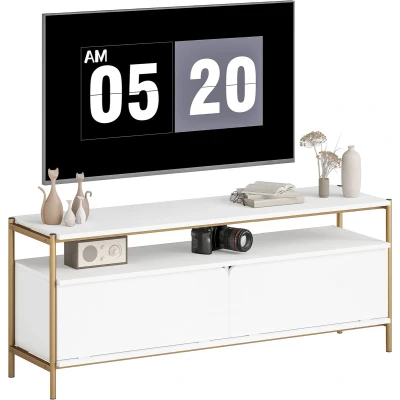 Afbeelding van HOMCOM TV meubel 124x35x50cm Geconstrueerd hout Wit