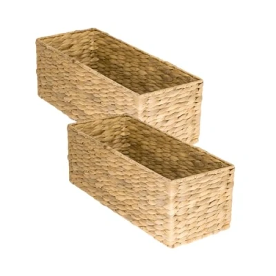 Afbeelding van HMF Opbergmand voor badkamer, gevlochten van waterhyacint, zeegras, set 2, 38 x 15 14 cm