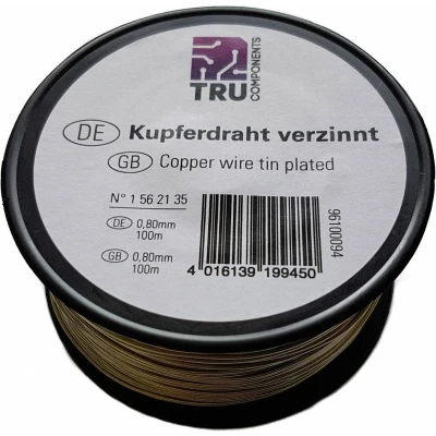 Afbeelding van TRU COMPONENTS Koperdraad Buitendiameter (excl. isolatielak): 0.80 mm 100 m