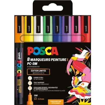 Afbeelding van Uni Posca Markers PC 3M Set 8 Stuk Pop Kleuren